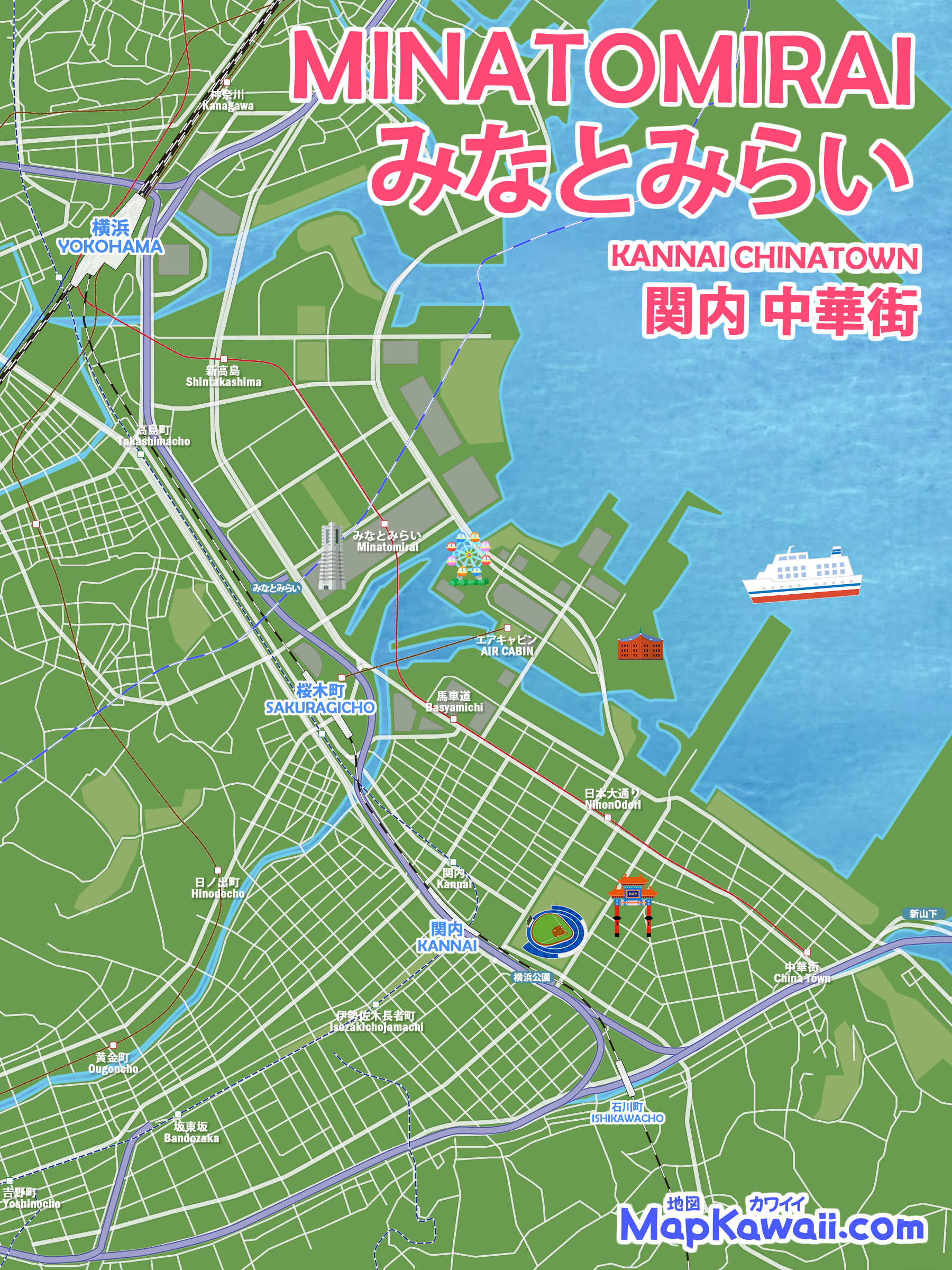 みなとみらい 地図 わかりやすい 観光 市 路線図 グーグルマップ イラスト フリー無料
