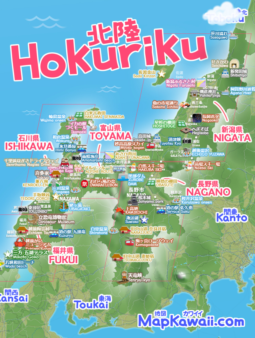 北陸のわかりやすい観光地図を作成しました