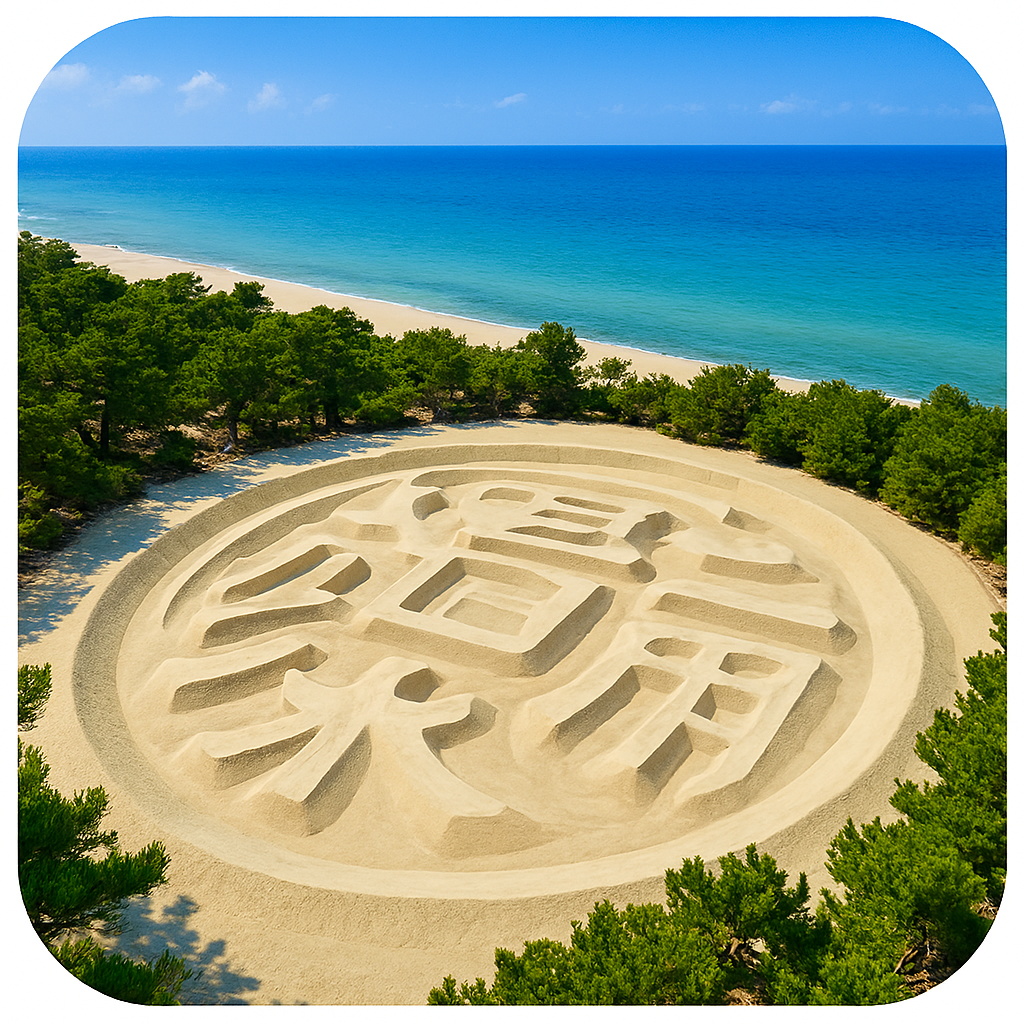 銭形砂絵 Zenigata Sand Painting (Kotohiki Park)香川県