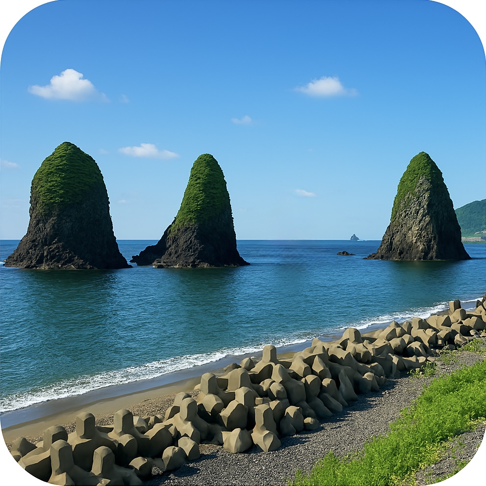 三本杉岩 Sanbonsugi Rock 北海道上ノ国町